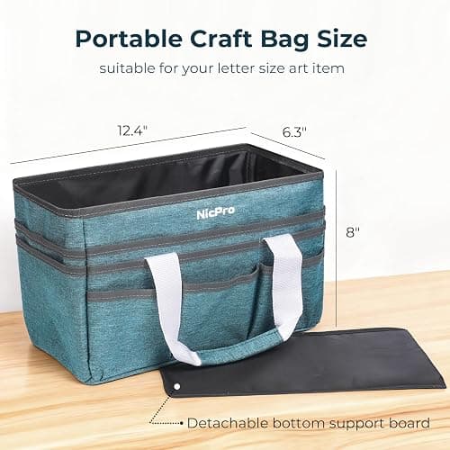 Nicpro Craft Organizer Art Bag, Tote Bag For Art Supply Storage, Portable Supply Organizers Caddy with Multiple Pockets, Craft Bag for Drawing, Scrapbooking, Journal, Sewing, School, Office Supplies thumbnail 5
