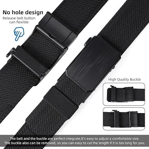 HASHIJI Auto Lock Ratchet Belt for Men | Elegant Dressing Belt Buckle | 1.5" Wide Elastic Nylon Tactical Belts Thicker thumbnail 5