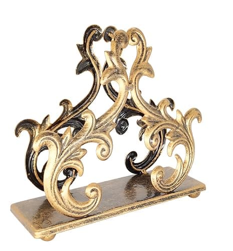 Owlgift Baroque Bronze Napkin Holder – Decorative Metal Tissue Rack for Tabletop, Mail, or Bill Organizer – 6 x 2 x 5.3 Inches, Rustic Finish for Home or Restaurant Use thumbnail 7