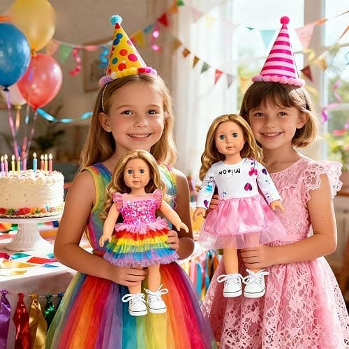 18-inch-Doll-Clothes-Accessories ARTST 18 Doll Accessories American Doll Clothing Dress Outfit Set with Hat Shoes Socks WaistBag for Girls thumbnail 7