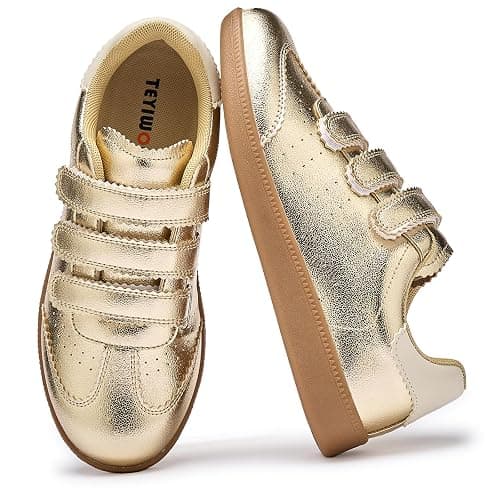 Teyiwow Sneakers for Women Lightweight Tennis Shoes Fashion Vegan Leather Hook & Loop Sneakers Non-Slip Walking Shoes thumbnail 2