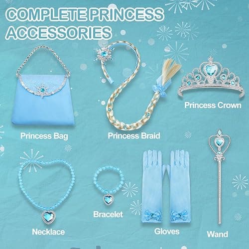 Davvew Princess Dresses for Girls Light Up Princess Costume for Christmas Halloween Toddler Princess Dress Up Clothes thumbnail 4