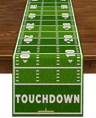 Nepnuser American Football Court Table Runner Touch Down Football Birthday Party Decoration Boy Sport Farmhouse Home Dining Room Kitchen Table Decor (13" x 72") - Image 1