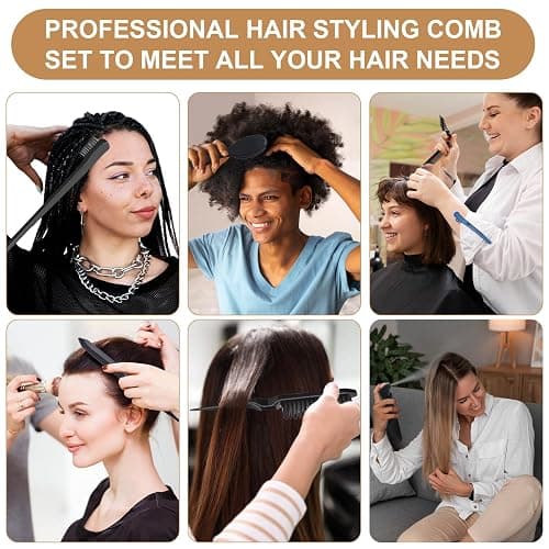 DUAIU Slick Back Hair Brush for Women Men, 5PCS Hair Brush Set with Mist Spray Bottle 10 OZ/300 ML, Small Boar Bristle Brush Rat Tail Comb, Edge Brush, Styling Brush Tools thumbnail 2
