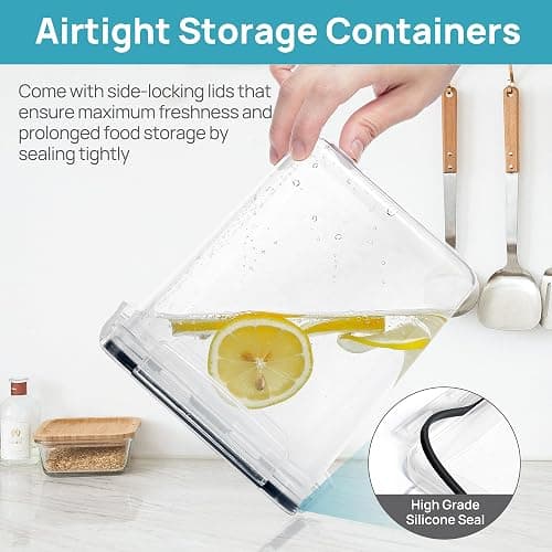 Vtopmart 10 PCS Flour and Sugar Storage Container, Large Airtight Food Canisters with Lids for Kitchen, Pantry Organization, BPA Free, Black thumbnail 5