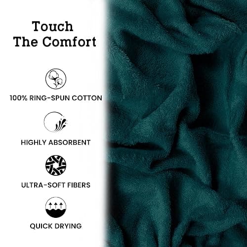 Casa Lino Bath Towel Set of 8 (2 Bath Towels, 4 Wash Cloths & 2 Hand Towels for Bathroom) - 100% Cotton - Highly Absorbent & Quick Dry - Guest Room Essentials for Bathroom Set - (Teal) thumbnail 5
