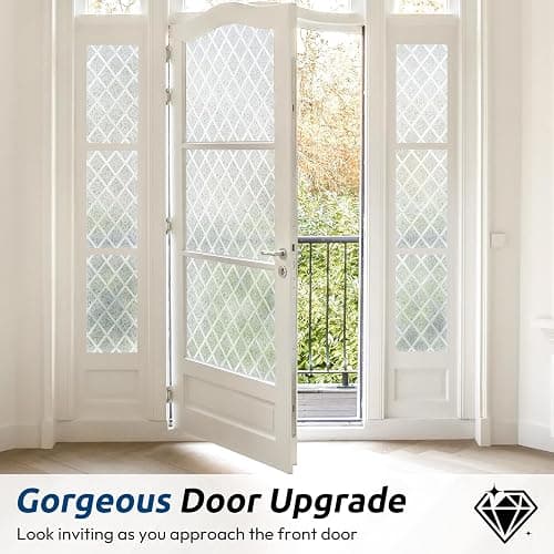rabbitgoo Window Privacy Film, Decorative Privacy Window Film Sun Blocking, Frosted Glass Cling for Home Door, Non-Adhesive Static Cling Sticker Covering Heat Blocker, Clear, 17.5" x 78.7" thumbnail 8