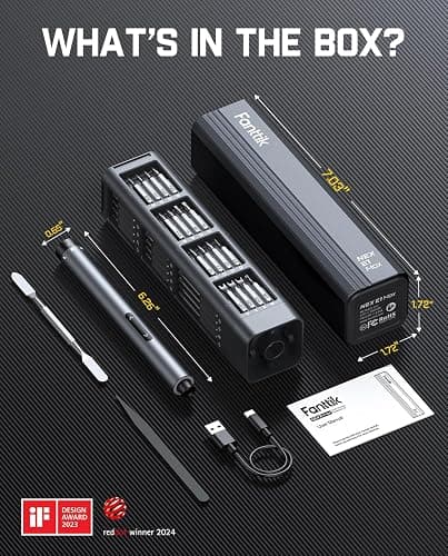 Fanttik E1 Max Electric Screwdriver, 53-in-1 Screwdriver for DIY (Grey) | 50 Magnetic Bits, Magnetic Storage, Max.0.2N.m, LED Light, 5/32''Hex Screwdriver for Electronics, Phone, Camera, Laptop thumbnail 2