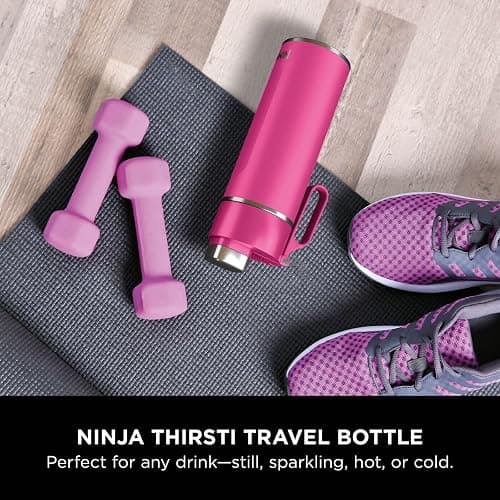 Ninja Thirsti Water Bottle and Flask 530 ML with Leak-Proof Lid, Designed for Carbonated, Hot & Cold Drinks, Ideal for Travel & Sports, Triple Insulated, Stainless Steel, Hot Pink, DW1801EUUKBP thumbnail 4