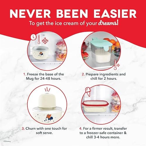 Disney Dash My Mug Ice Cream Maker Bundle - Mini Electric Ice Cream Maker - Creates Gelato, Sorbet & Frozen Yogurt - Easy to Clean & Use - 2 Mugs, Mickey & Minnie Design thumbnail 6