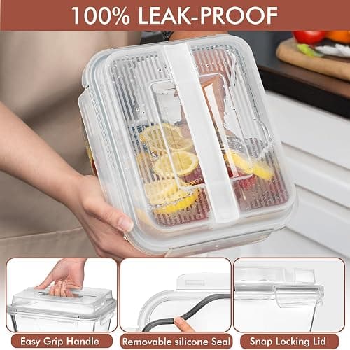 Razab 17 Cups / 132 Oz / 3900ml Large Glass Food Storage Containers with Lids - Leakproof, BPA-Free Large Meal Prep Container Ideal for Roasting Turkey, Store Leftover - Microwave & Oven Safe thumbnail 4