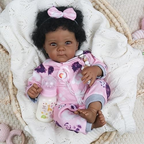 WOOROY Realistic Reborn Baby Dolls Black Girl – 18 Inch African American Newborn Baby Doll with Soft Body, Lifelike Handmade Real Life Dolls Adorable Gift with Accessories for Kids Age 3+ thumbnail 2