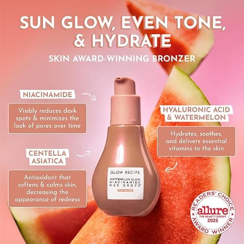 Glow Recipe Hue Drops Tinted Face Serum - Bronzing Drops to Brighten & Hydrate - Skincare Makeup Primer & Liquid Highlighter to Blur Pores for a Radiant, Even Skin Tone - Sunglow (40ml) thumbnail 5