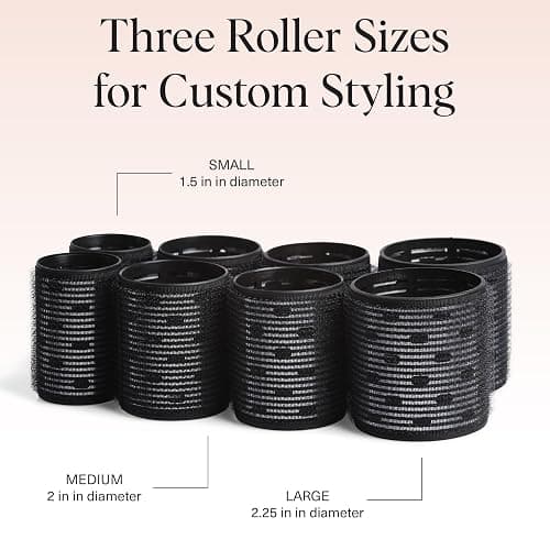 Kitsch Ceramic Thermal Hair Rollers for Women – Self Grip Hair Curlers for Heatless Curls Overnight - Volumizing Large Rollers for Short & Long Hair - For Long Lasting Frizz-Free Curls - Black, 8pcs thumbnail 5