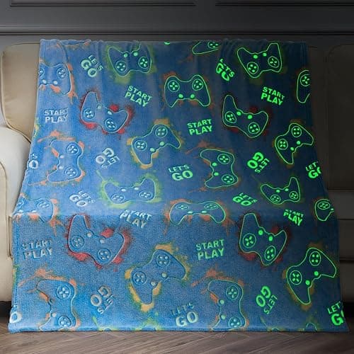 Glow in The Dark Blanket Gaming Gamer Gifts Toys for Kids Boys Game Controller Gamepad Throw for Teen Girls Toddlers Teenage Son Boyfriend Boy Gifts Adults Birthday Christmas Valentines 50"x60" - Image 1
