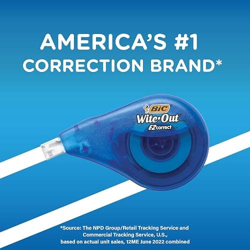 BIC Wite-Out Brand EZ Correct Correction Tape, 19.8 Feet, 4-Count Pack of White Correction Tape, Fast, Clean and Easy to Use Tear-Resistant Tape Office or School Supplies - White Tape - 4 Count (Pack of 1) thumbnail 8