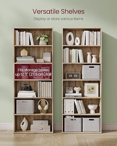 VASAGLE 6-Tier Bookshelf, Storage Organizer, 23.6 x 9.5 x 63.2 Inches | Particleboard and MDF, for Home Office, Camel Brown, CUSTOS Collection ULBC166T50 thumbnail 5