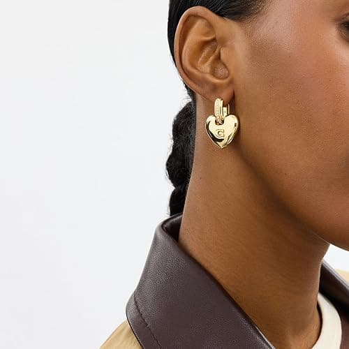 COACH Jewelry Women's Signature Puffy Heart Charm Drop Earrings thumbnail 4