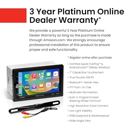 BOSS Audio Systems BVB9358RC Car Stereo – Wireless CarPlay Android Auto, Double Din, 7 Inch Touchscreen, Bluetooth, NO CD DVD Player, AM/FM Radio Receiver, Backup Camera, A/V Input, USB thumbnail 2