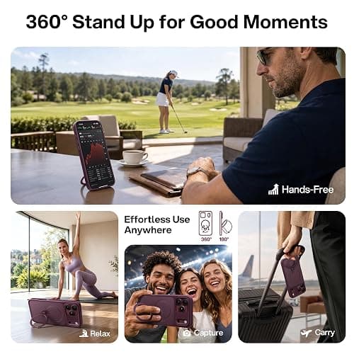 CASEKOO Burgundy for iPhone 18 Pro Max Case with 360 Spin Magnetic Stand | 18FT Mil-Grade Protection, Fit for MagSafe, Shockproof Ring Holder 18 Pro Max Case Slim Ergonomic Frame, Matte Cherry 6.9'' thumbnail 3
