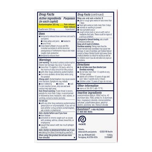 Mucinex Rapid Clear Maximum Strength Cold Medicine & Expectorant, Fever, Pain, Headache, & Excess Mucus Relief with Acetaminophen & Guaifenesin, Rapid Release Caplets for Adults, 20 Count - Day - New Formulation - 20 Count (Pack of 1) thumbnail 8