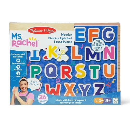 Melissa & Doug® Ms. Rachel™ Wooden Phonics Alphabet Sound Puzzle with Light-Activated Sound Effects, 26-Piece Toddler Toys for Boys and Girls Ages 2+ Years - FSC Certified thumbnail 6