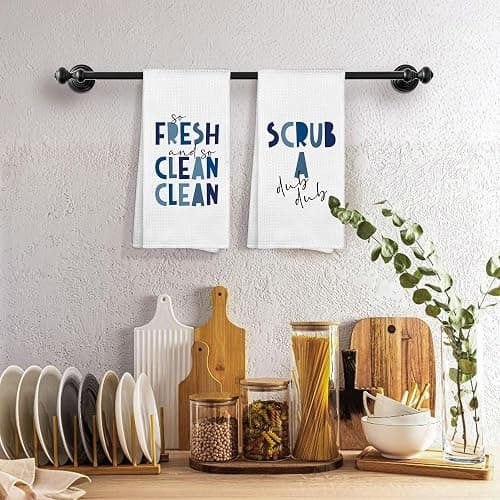 Sviojuce Blue Boys Kids Nursery Bathroom Decor Hand Towels 16x24 Set of 2, So Fresh and So Clean Towels Gifts for Kids Baby Toddlers, Scrub a Dub Bathroom Kitchen Hand Towel Decor thumbnail 5