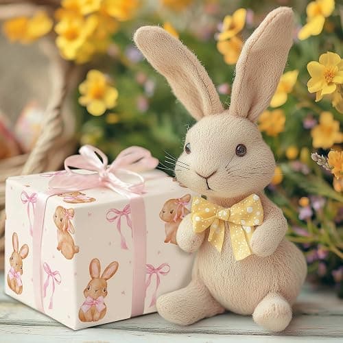 WRAPLULU Bunny Wrapping Paper - 4 Jumbo Sheets, 28 * 40 Inches - Pink Bow Gift Wrap, Perfect for Christmas Birthday Baby Shower Easter Wedding Spring thumbnail 4