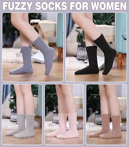 LANLEO Fuzzy Socks for Women Soft Cozy Fluffy Slipper Winter Warm Microfiber Plush Sleeping Socks thumbnail 2