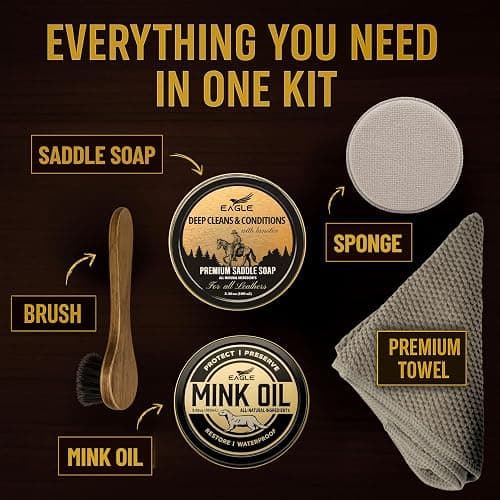 Leather Boot Care Kit – Mink Oil, Saddle Soap for Leather, Applicators & Cloth – Leather Care Kit, Boot Leather Care Kit, Leather Shoe Care Kit for Cowboy Boots, Work Boots, Shoes, and Tack thumbnail 2