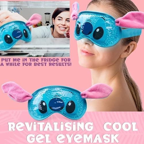 Disney Stitch Beauty Accessories Set with Cooling Eye Mask Gel Eye Pads Fluffy Skincare Headband Hair Claw Clip Relaxing Beauty Gifts for Women (Blue) thumbnail 5