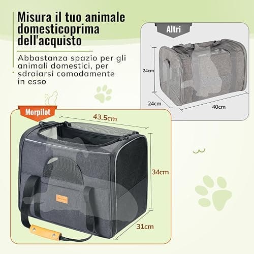 Trasportino per Cani e Gatti, Morpilot Gabbietta Morbida per Animali Domestici, Borsa portabile o a Tracolla in Tessuto da Trasporto Confortevole, Borsa Ripiegabile Viaggio Sull' Aereo thumbnail 4