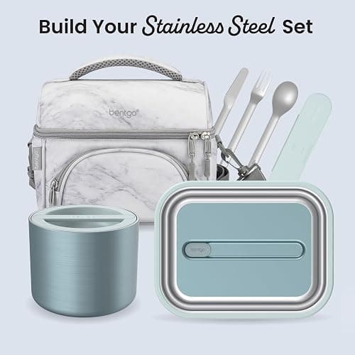 Bentgo MicroSteel Leak-Proof Lunch Box - Microwave-Safe, Oven-Safe, Bento-Style Container with Removable Divider, Airtight Lid, Sustainable Design, Odor & Stain Resistant (Aqua) thumbnail 7