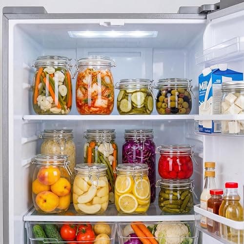 17 oz Round Glass Jars with Airtight Lids, 6 Pack Mason Jar with Clamp Lids | Air Tight Glass Food Storage Containers with Lids Keep Food Dry & Fresh, Best Canister for Flour, Sugar, Cereal, Rice, Coffee thumbnail 4