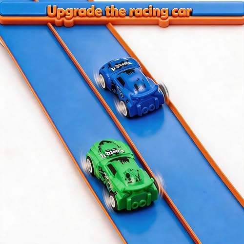 Flexible Tracks 15 Ft Flex Race Car Track for Kids Toy-DIY Car Track Set with 1/64th Rebound Cars Portable Rolls Up Race Tracks with Strong Suction Cups-Great Gifts Toys for Boys Girls Ages 3+ thumbnail 8