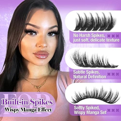 Spiky Lash Clusters Volume Eyelash Clusters with Spikes Manga Lashes Clusters Wispy Cluster Eyelash Extensions 12-20mm D Curl Individual Lashes 200D Fluffy Cluster Lashes for DIY Lash Look by Yawamica thumbnail 3
