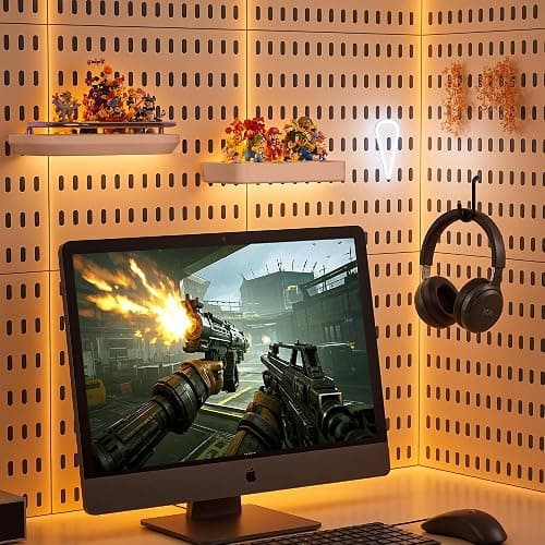 White Plastic Pegboard with Hooks Accessories, Wall Mounted Tool Organizer for Garage, Home, Office, Durable Perforated Peg Board (2 Boards -8 Accessories) thumbnail 6
