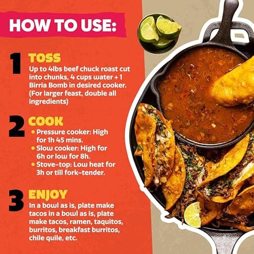 EZ Bombs Birria Bomb Seasoning, Pack of 2 – Authentic Mexican Spice Mix for Tacos, Burritos, Nachos, and Quesadillas – Made with Real Chiles, Herbs, and Spices for Quick and Flavorful Meals thumbnail 5