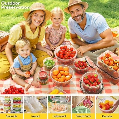 52 PCS Food Storage Containers with Lids Airtight (26 Lids & 26 Containers)- Reusable Plastic Leakproof Meal-Prep Container for Kitchen Storage Organization Microwave/Dishwasher Safe with Labels & Pen thumbnail 7