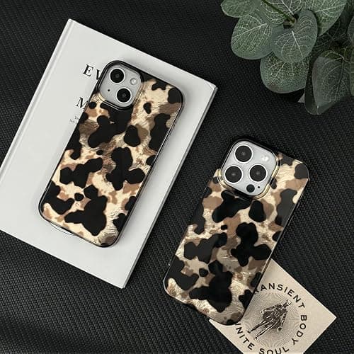 Reownest Kompatibel mit iPhone 15 Hülle, Niedliches Schwarz Gold Gepard Leopard Muster Design, Weiche TPU Stoßfeste Schutzhülle Bumper Ästhetische Handyhülle – Schwarz thumbnail 4