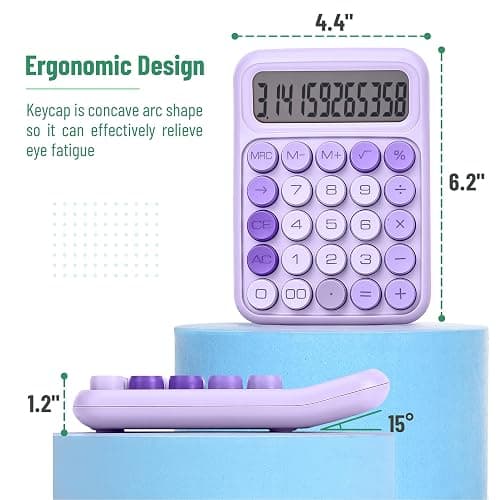 Mr. Pen- Mechanical Switch Calculator, 12 Digits, Large LCD Display, Purple Calculator Big Buttons thumbnail 2