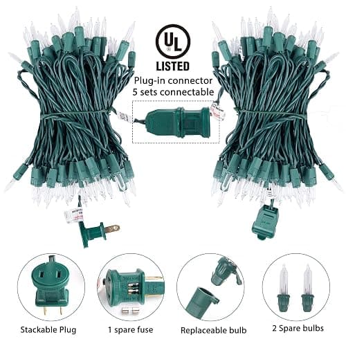 Clear Christmas String Lights 100 Count 25 Feet Incandescent Bulb Mini Lights for Indoor Xmas Tree Garland Birthday Wedding Party Festival Decoration, Green Wire thumbnail 5