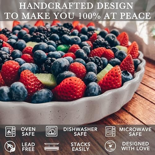 MORA Ceramic Tart Pan, 9.5 Inch Large Porcelain Baking Dish for Tarts, Quiche, Pie, Flan etc. Fluted Ruffled Edge, Oven, Microwave, Freezer, and Dishwasher safe - Great Gift For Bakers - Earl Grey thumbnail 5
