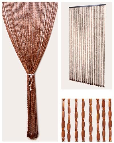 Erfolkerz 52 Strands Beaded Curtain for Doorways -35.4"x79"- Handmade Natural Beaded Curtains，Boho Doorway Wood and Bamboo Bead Curtain-As Insect Screen/Room Divider-Brown - Image 1