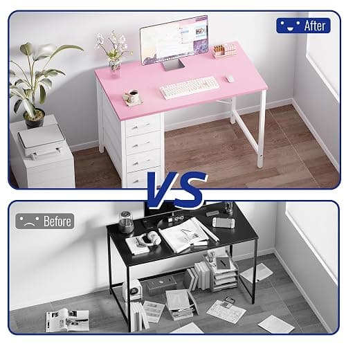 Pamray 32 Inch Computer Desk with 4 Drawers Small Office Desk for Home Bedroom Study Writing Simple Modern Computer Table White thumbnail 6