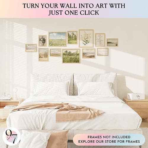 97 Decor Vintage Wall Art Prints, 12 Pcs Poster Set, 8x10 to 4x6 | French country and cottagecore style, landscape gallery wall, kitchen, bathroom and bedroom, glue dots, unframed thumbnail 3