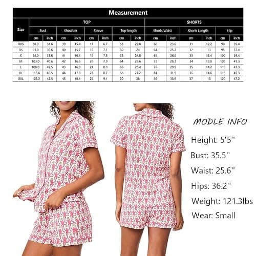 Womens Pajamas Set Button Down 2 Piece Cute Monkey Bunny Y2k Preppy Heart Pjs Sets Lounge Comfy Sleepwear thumbnail 7