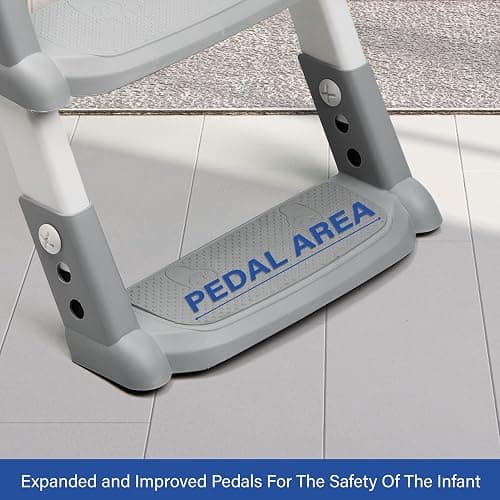 Crystals Portable Toddler Potty Training Seat with Step-Foldable Child Toilet Seat for Boys & Girls, Comfortable Potty with Ladder, Anti-Slip Design for Kids Toilet Training, Easy Step-Up (Grey) thumbnail 7