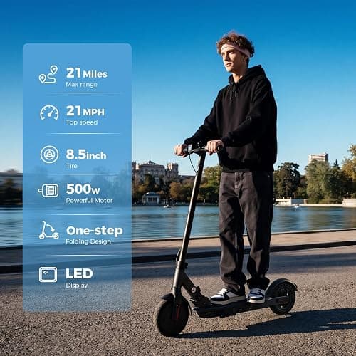 Oslich Electric Scooter Adults, 1000W/500W Motor, 28/21 Miles Max Range, 10''/8.5" Tires All Terrain, 25/21 MPH Top Speed, Lightweight Commuting E Scooter, Foldable for Adults Teens thumbnail 2