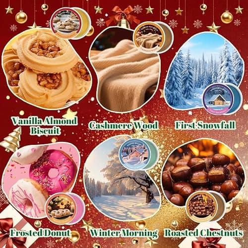 STRN Wax Melts, Christmas Advent Calendars Wax MeltCups, 12 Scented Natural Soy Wax, Long-Lasting Scent Wax Cubes for Wax Warmers, Home, Yoga, Christmas Gift Box, 1.06OZ * 12 Cups thumbnail 2